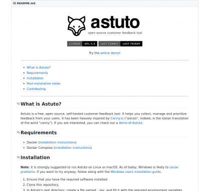 Astuto : une plateforme open source de récolte de feedback avec suivi de réalisation