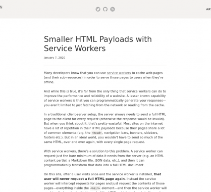 Améliorer l'empreinte HTML de vos pages à l'aide des Services Workers