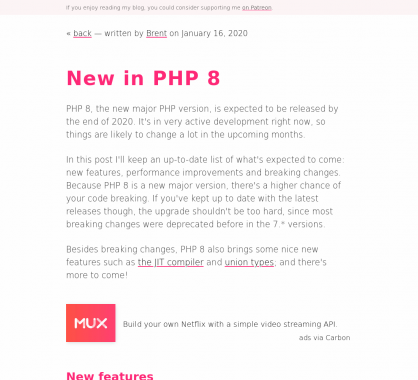 Les nouveautés de PHP 8 prévues pour fin 2020