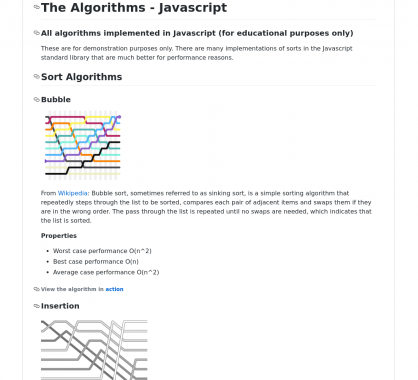 Une collection d'algorithmes implémentés en Javascript