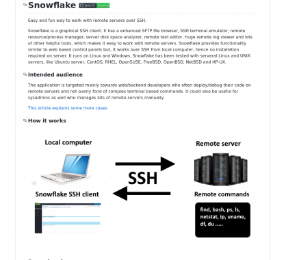 Snowflake: un client SFTP graphique et émulateur de terminal avec de nombreux outils pratiques