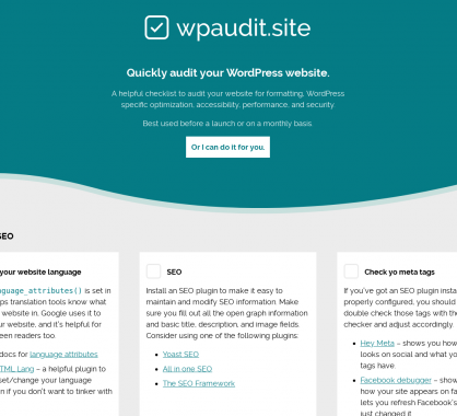 WPAudit : une checklist en ligne pour auditer votre WordPress