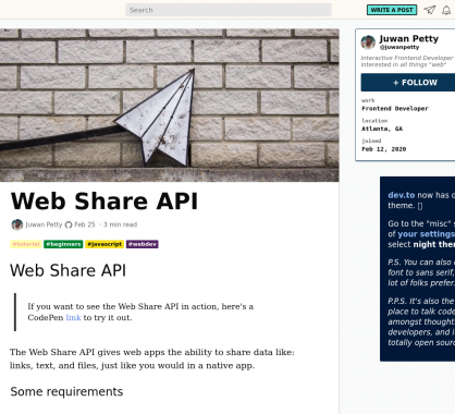 Utiliser la Web Share API dans vos pages web