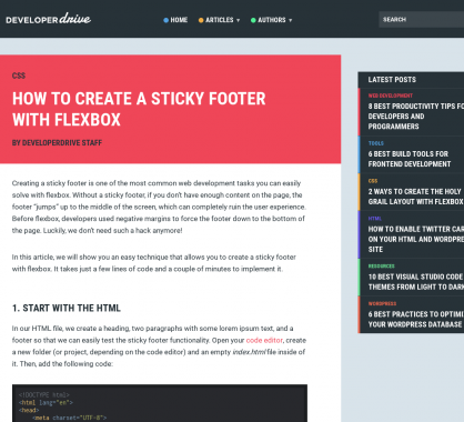 Créer un Sticky footer CSS avec des flexbox
