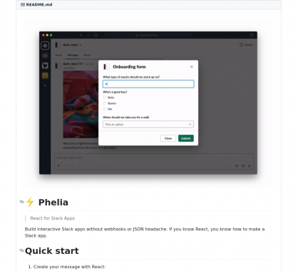 Phelia : un framework pour créer des applications Slack facilement en React